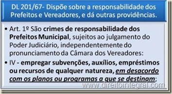 DL 201/1967 - Crimes de Responsabilidade de Prefeito - Art. 1º, IV.